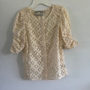 Elegant Cream Lace Women's Top